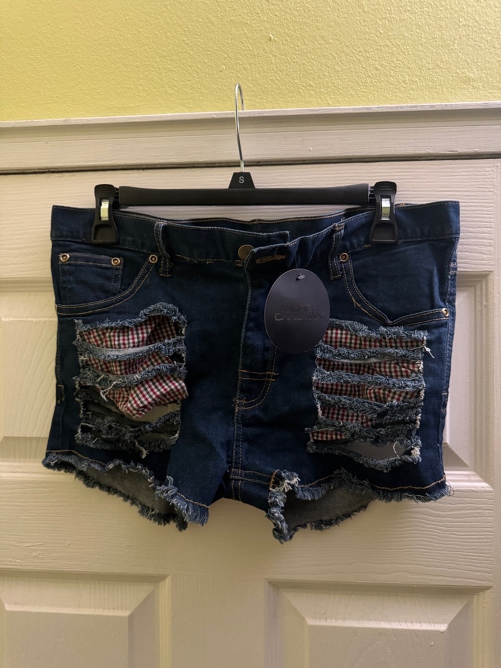 NWT Andrew Christian Dark Blue 2” Distressed Denim Jeans size 32